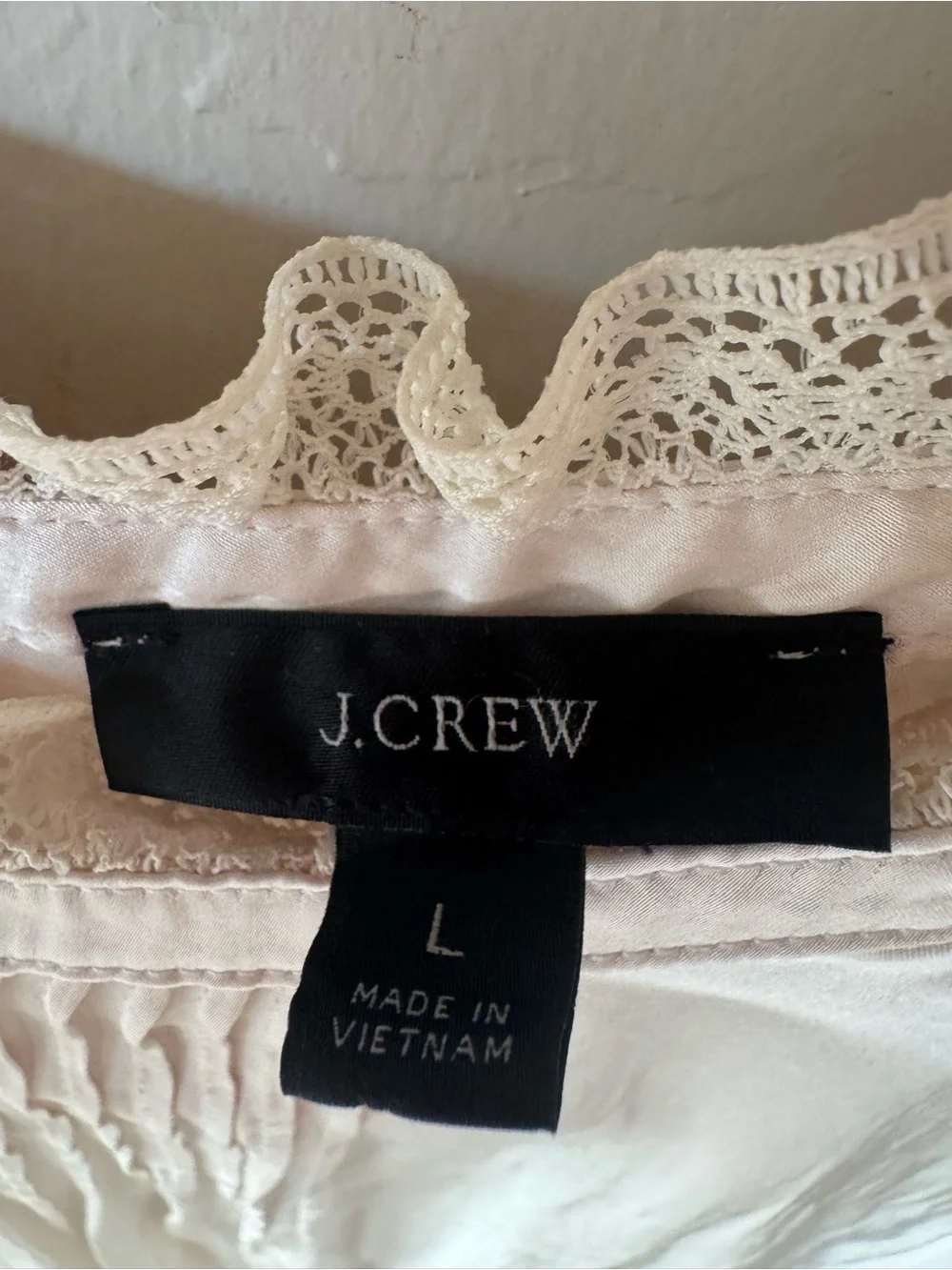 J. Crew Ruffle Neck Drapey Blouse Ivory XL